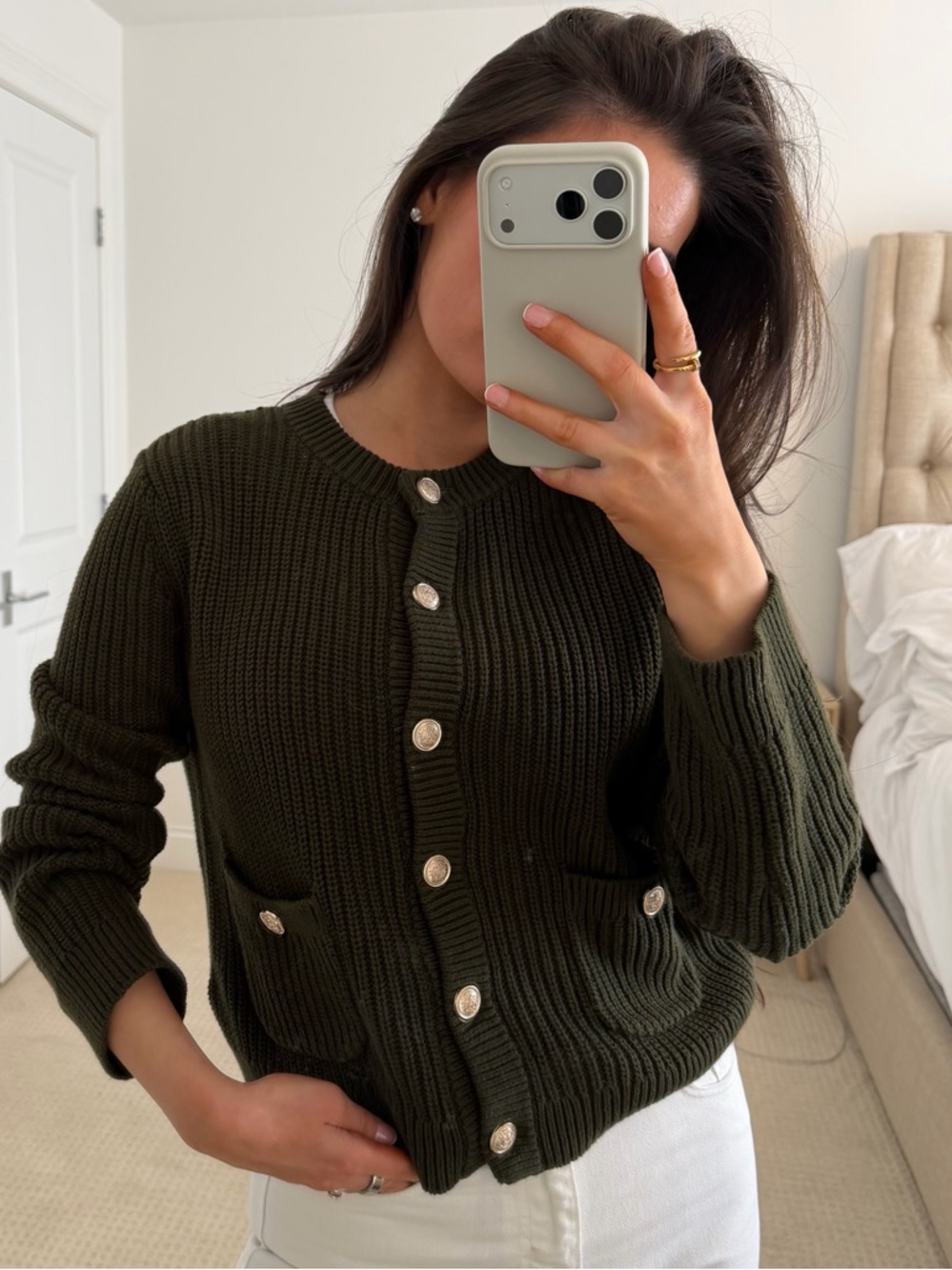 Olive green Knit Jacket
